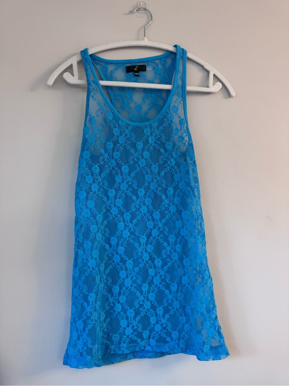 Vintage G:21 Sheer Lace Scoopneck Tank in Bright Blue